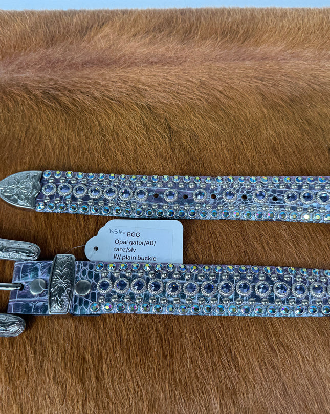 Kippy Belt-Big Cowgirl Design: opal gator/tanz-amyab/silver   36 K