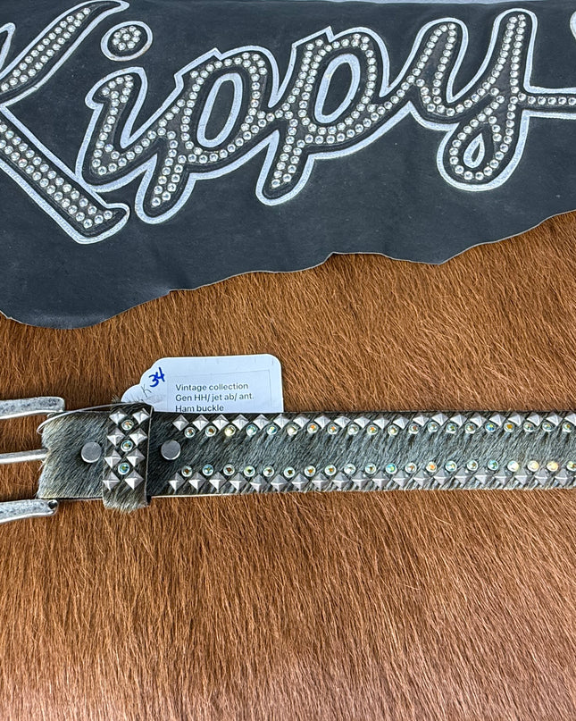 Kippy Belt-2 Row Pyramid Design: army greenhh/jetab/ slv  34 K