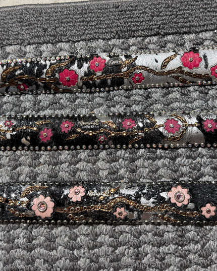 Vintage: 2 1/4 wide Lucky Kippy belt: Silver acid wash hairhide (3 different belts)