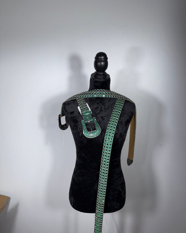 Vintage Kippy belts: City Lights-green leather