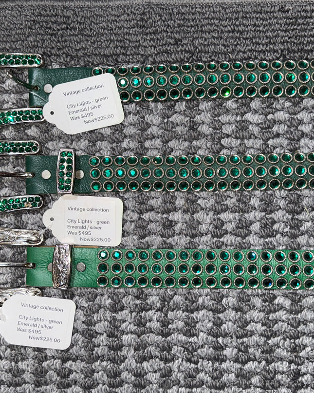 Vintage Kippy belts: City Lights-green leather