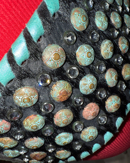 Vintage Kurtman belts: black/ petina metal/ clear