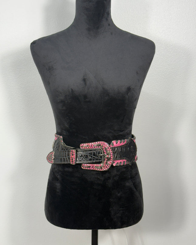 Vintage Kurtman  belts:3" wide/ pink croc/ 42" T