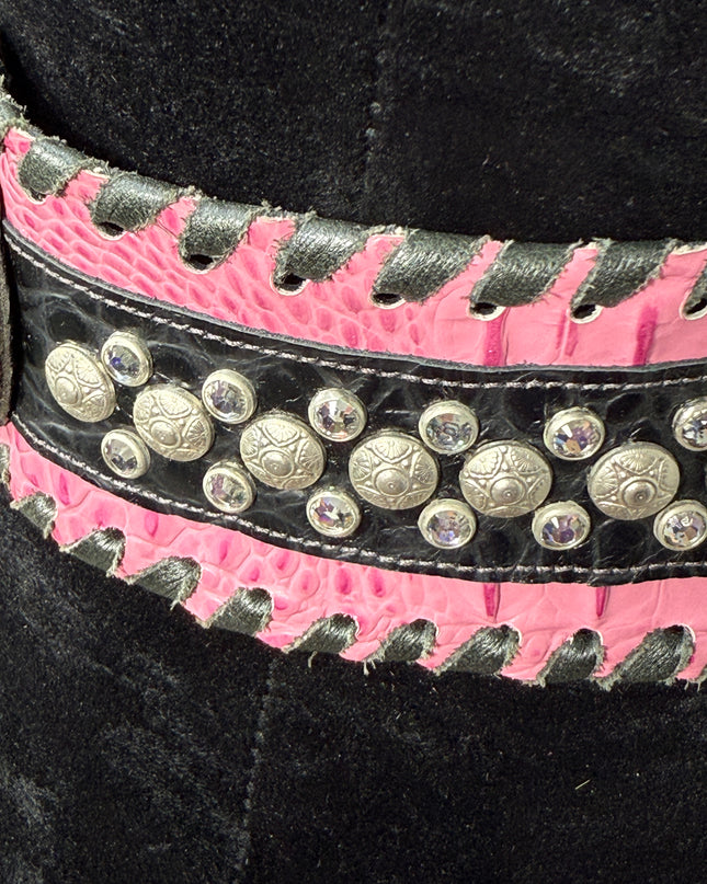 Vintage Kurtman  belts:3" wide/ pink croc/ 42" T