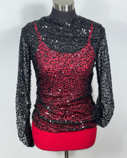 Black sparkling see through top.