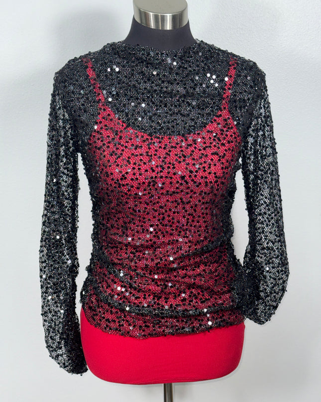 Black sparkling see through top.