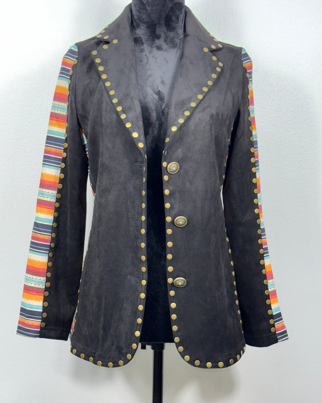 Black Serape Sleeve Blazer with Studs