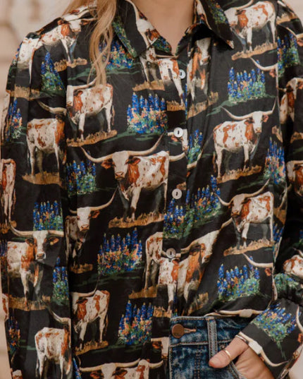 SK Longhorns and Bluebonnets Long Sleeve Button Up