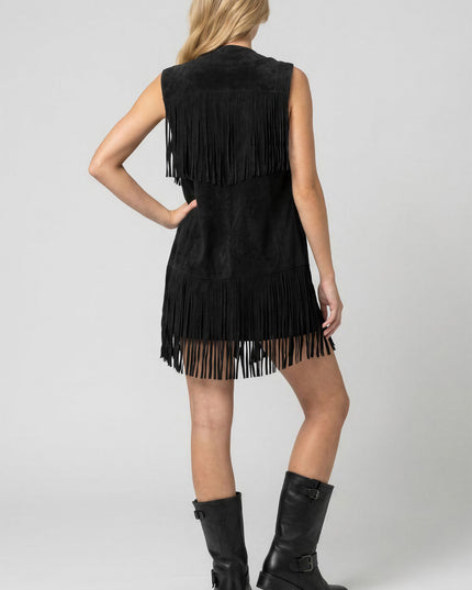 Voc Black Fringe Ring Vest