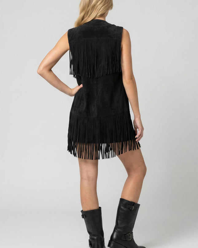 Voc Black Fringe Ring Vest