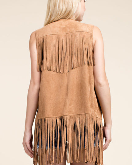 Voc Camel Fringe Ring Vest