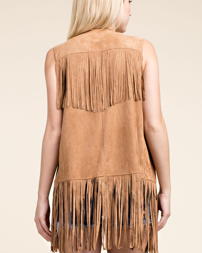 Voc Camel Fringe Ring Vest