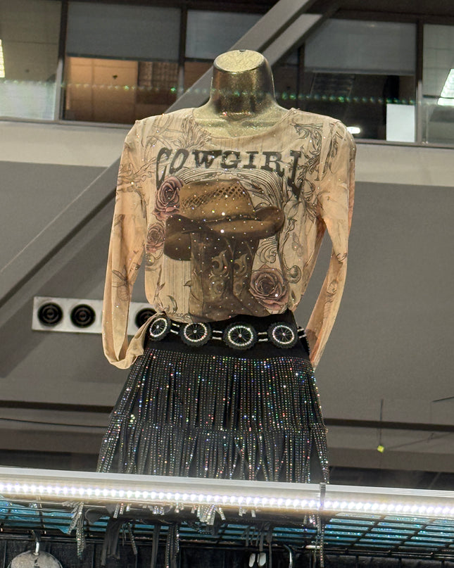 OG Hot Fix Mesh with Crystals Cowgirl Taupe