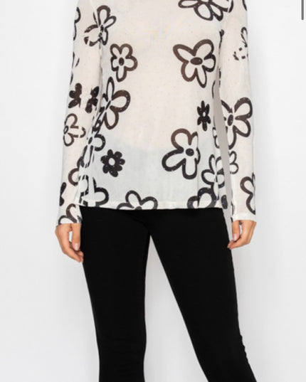 OG Daisy Mesh with Hot Fix Crystals - Black/White