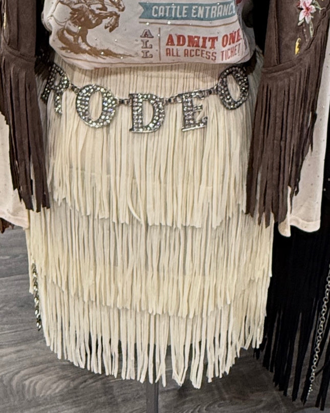 OG Fringe Skirt Short Cream