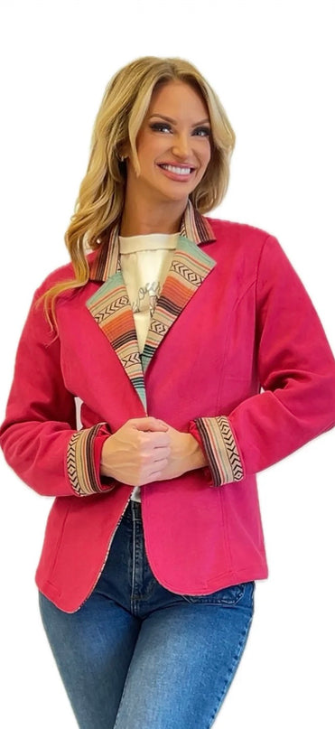 FE Hot Pink Serape Collar Blazer