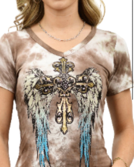 Tie Dye Winged Cross T-Shirt