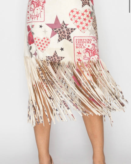 OG Fringe Skirt Fringe with heart and star design