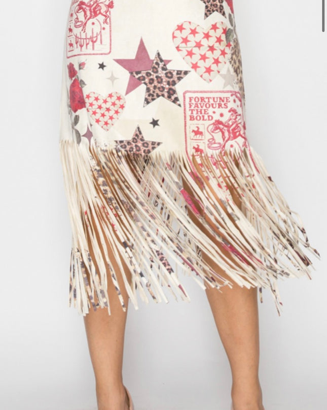 OG Fringe Skirt Fringe with heart and star design