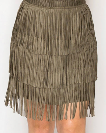 OG Fringe Skirt Short Olive green