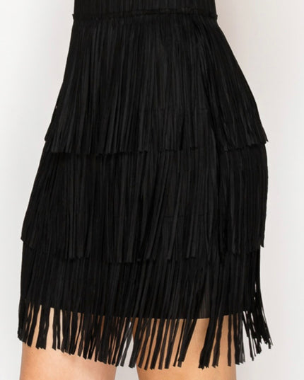 OG Fringe Skirt Short Black