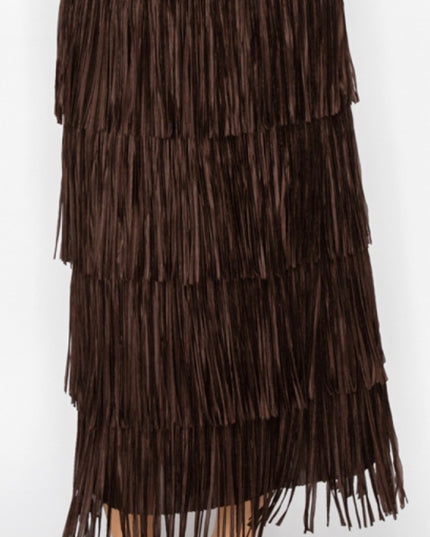 OG Fringe Skirt Long Black