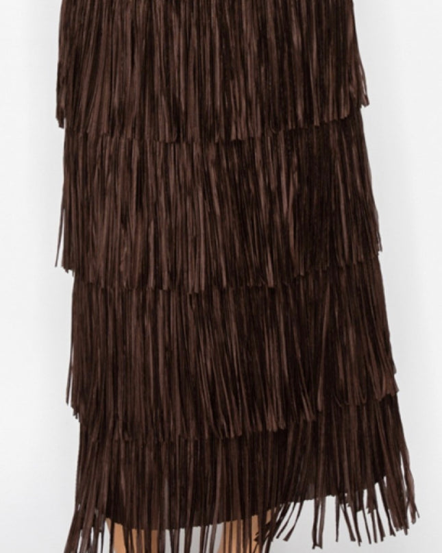 OG Fringe Skirt Long Black