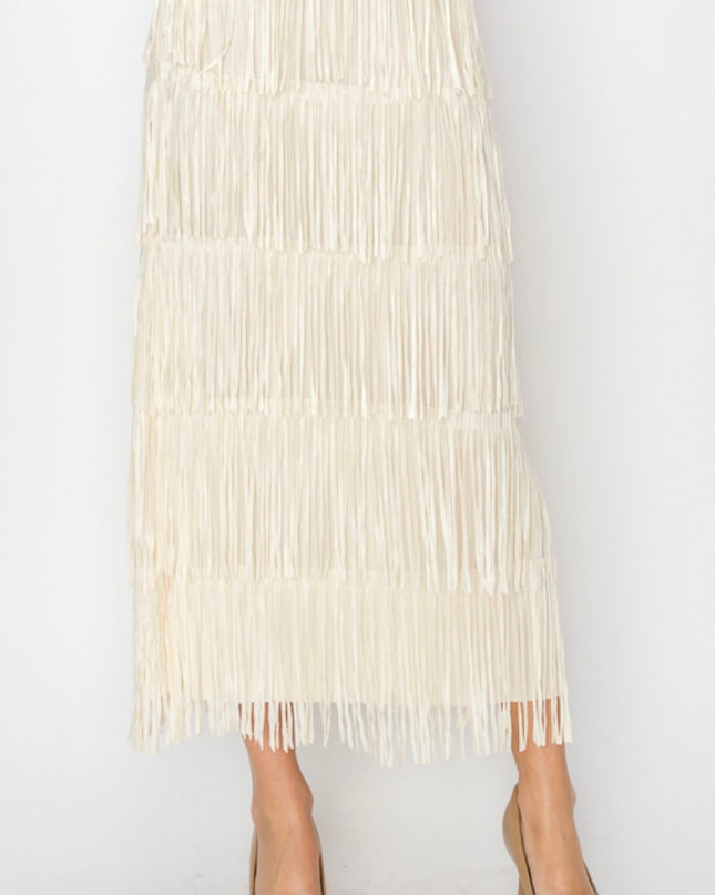 OG Fringe Skirt Long Cream