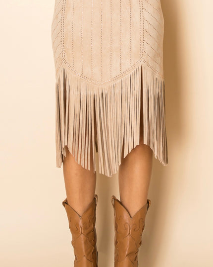 Vocal Fringed skirt with crystals - Fawn color