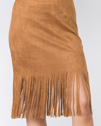 Vocal Basic Fringed skirt - Camel