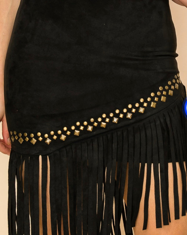 Vocal A symmetrical fringe skirt - Black