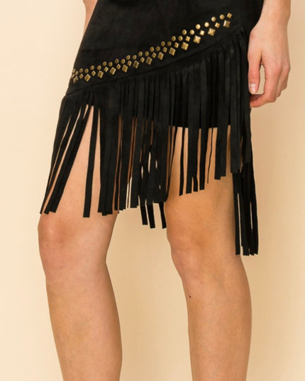 Vocal A symmetrical fringe skirt - Black