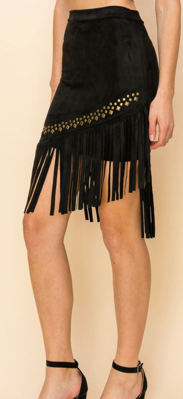 Vocal A symmetrical fringe skirt - Black