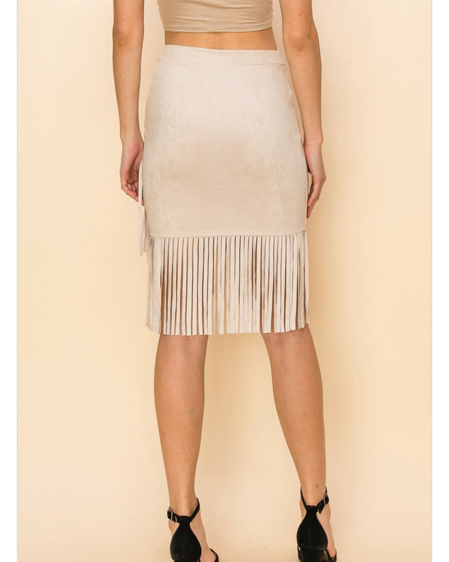 Vocal A symmetrical fringe skirt - Cream