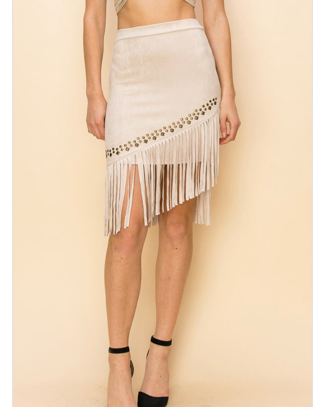 Vocal A symmetrical fringe skirt - Cream
