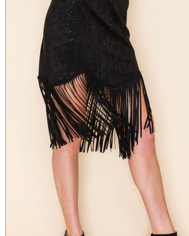 Vocal Fringed skirt with crystals - Black