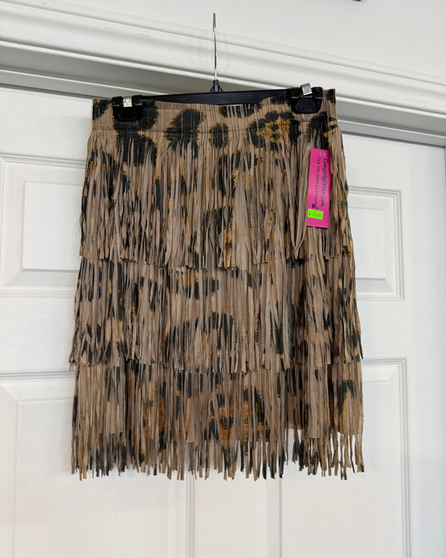 OG Fringe Skirt Short Leopard