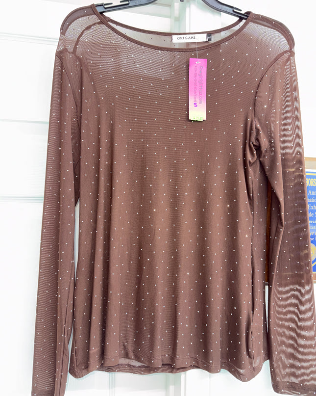 OG Hot Fix Mesh with Crystals Brown