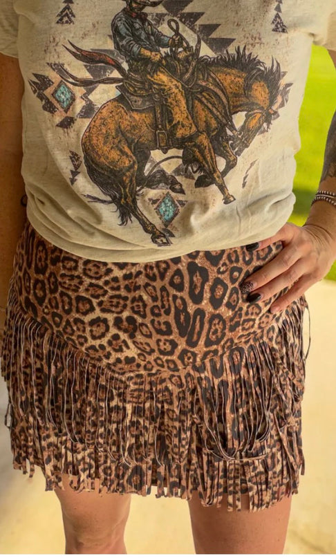 SK Fringe Skirt/shorts Leopard