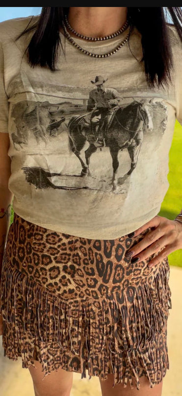 SK Fringe Skirt/shorts Leopard