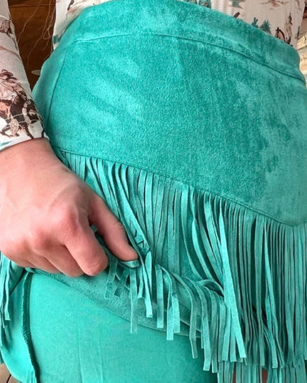 SK Fringe Skirt/Short Teal green