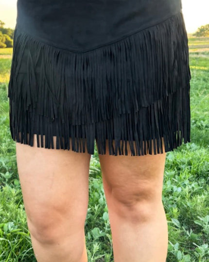 SK Fringe skirt/short black