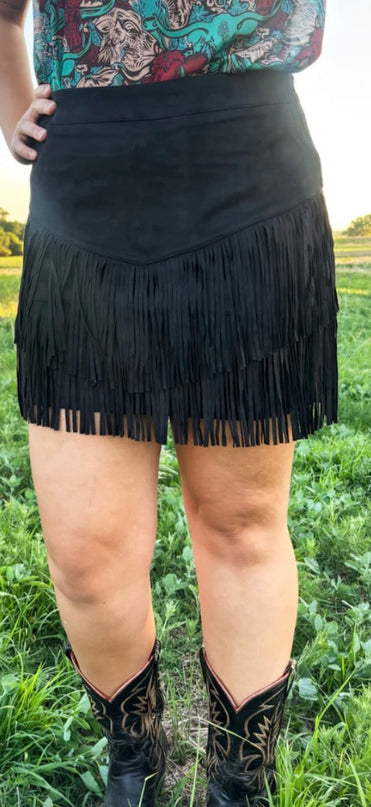 SK Fringe skirt/short black