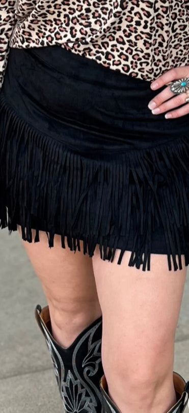 SK Fringe skirt/short black