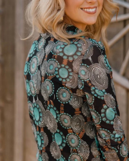 SK Mesh Concho Queen Long Sleeve