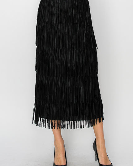 OG Fringe Skirt Long Black