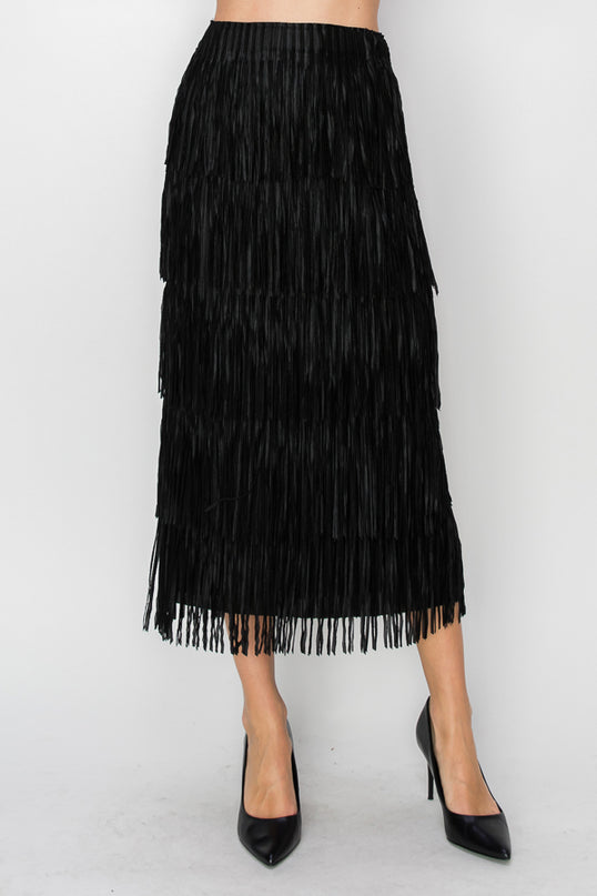 OG Fringe Skirt Long Black