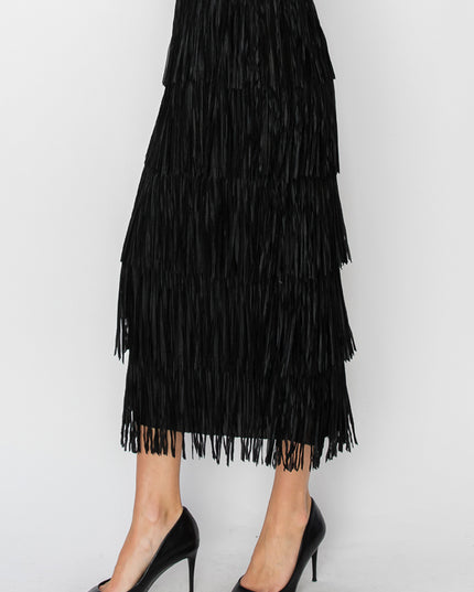 OG Fringe Skirt Long Black