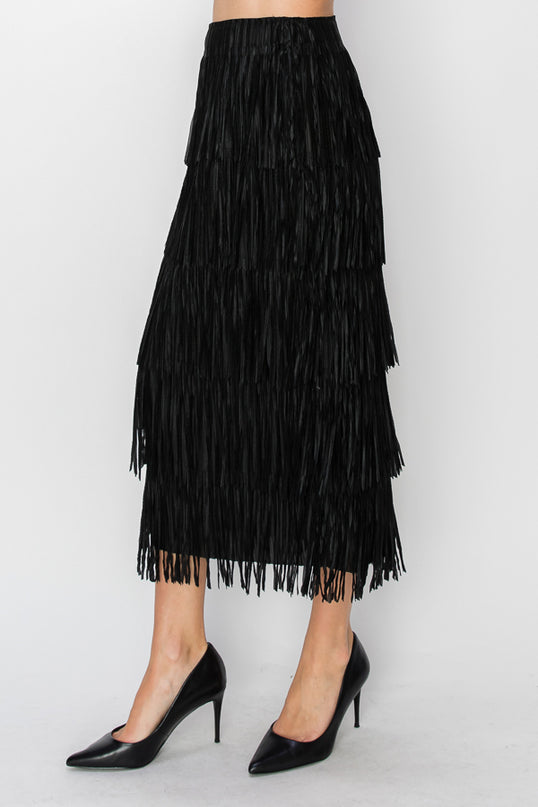 OG Fringe Skirt Long Black