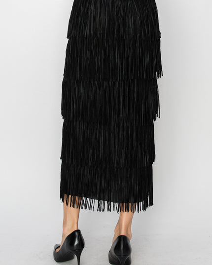 OG Fringe Skirt Long Black